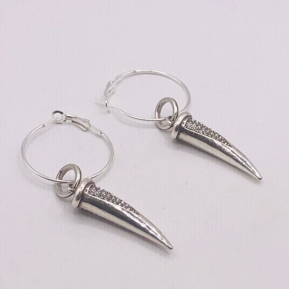 Brighton horn crystal earrings on non brighton hoops  NWOT - Picture 4 of 6